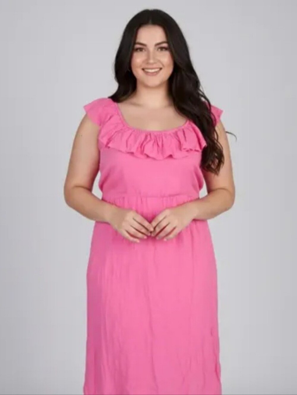 Ava & Viv Pink Xxl Ruffle Trim Dress Womens - Picture 4 of 12